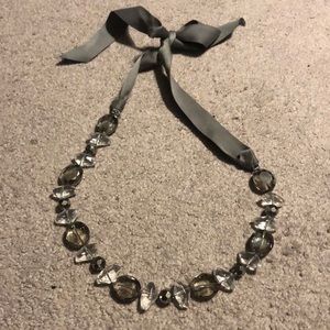 Clear stone necklace with Ribbon tie